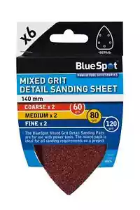Paquete de 6 hojas de lijado Blue Spot 19876 140 mm detalle de grano mixto MD3 - Imagen 1 de 1