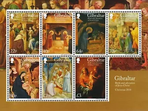 CHRISTMAS Birth Adoration Jesus Christ Xmas Nativity Stamp Sheet 2018 Gibraltar - Picture 1 of 1