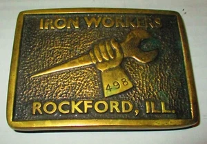Vintage 1978 Iron Works Rockford, Ill. Local 498 Belt Buckle - Picture 1 of 2