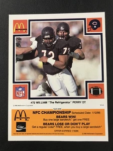1985 McDonald's Chicago Bears William Perry Orange w/ Tab HIGH GRADE - Picture 1 of 2