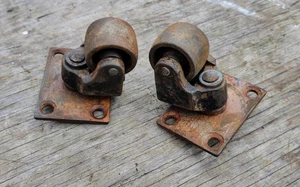 Antique Vintage Heavy Duty Castors Cast 2 1/4" 55mm - Picture 1 of 6