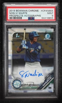 2019 Bowman Chrome Prospects Auto Noelvi Marte #CPA-NMA PSA 9 MINT Auto - Image 1 of 2