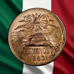 1963 Mexico 20 Centavos - Beautiful Color! - UNC - Combined Ship - Picture 1 of 2