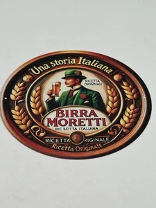Birra Moretti 8 Inch Round Metal Bar Plaque Vintage Retro Man Cave Wall Sign - Picture 1 of 2