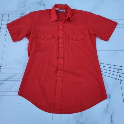 Camisa Karman Western Vintage Talla 16 EE. UU. Colección Oro Rojo Abotonada A Presión Foto 1 de 4