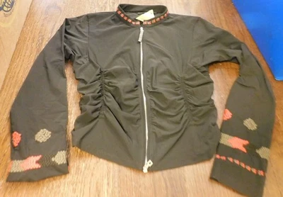 Vtg Fabulous Marithe + Francois Girbaud Black Gathered Embroidered Jacket sz 6 - image 1 of 4