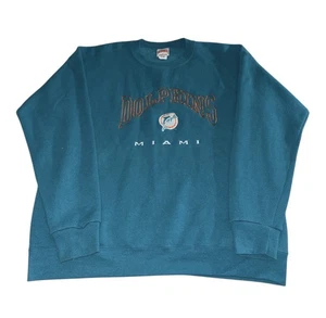 Vintage Nutmeg Mills NFL Miami Dolphins Graphic Pullover Sweatshirt Size L 25x29 - Picture 1 of 5