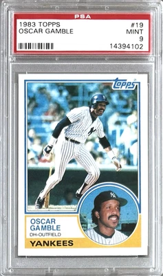 1983 TOPPS #19 OSCAR GAMBLE PSA 9 MINT YANKEES - Image 1 of 2