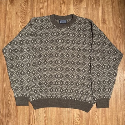 Suéter Deportivo Jantzen De Colección Hombres Grande Geométrico Diamante Cuello Redondo Años 90 Y2K Foto 1 de 4