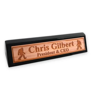 Desk Wedge Name Plate - PERSONALIZED - Bigfoot Sasquatch - 11 Inches - Picture 1 of 16