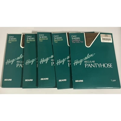 Pantimedias 5 Sears Hug Alon Day transparentes altas arenisca marrón reforzado promedio nuevas de Lote Antiguo Foto 1 de 3