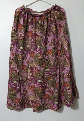 JM Women Collection Long Cotton Purple Paisley Floral  Skirt 16 - Image 1 of 3