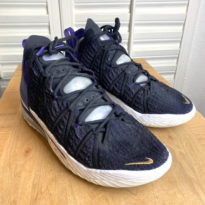 Nike LeBron XVIII Lakers US Mens Size 11 Purple/Black/White/ Metallic Gold/NBA - Image 1 of 4