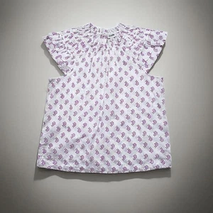 J.Crew Factory Flutter-Sleeve Top Women's Medium White Violet Storm Print Whimsy - Picture 1 of 18
