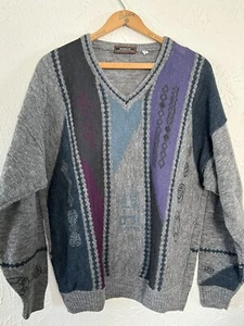 Vintage MARCUS NEIMAN MARCUS Collection LAMBSWOOL Blend Knit VNeck Sweater Sz 52 - Picture 1 of 4