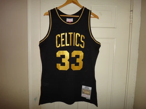 Larry Bird 1985-86 Mitchell & Ness Celtics Men's Black Gold Swingman Jersey $130 Cover