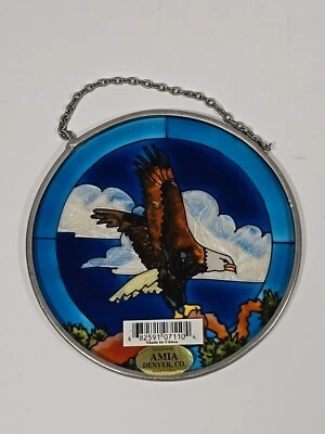 Patriotic Eagle Stained Glass Acrylic Sun Catcher With Hanging Chain Colorful  - Image 1 of 4