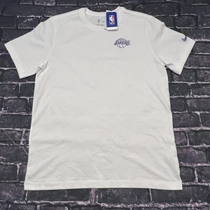 Nike Player Issued Lakers Mens Large Bryant Embroidered White T Shirt LeBron New - Picture 1 of 5