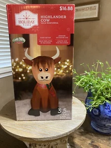 NUOVO Holiday Time mucca scozzese Highlander 3,5 piedi gemme gonfiabile ad aria - Foto 1 di 5