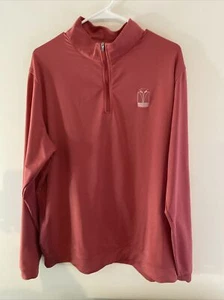 Peter Millar Golf Mens Large Black Perth Quarter Zip Rose/Red Color — READ - Picture 1 of 7