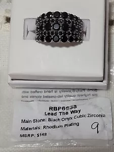 Bomb Party RBP6638 Size 9, Lead The Way, Black Onyx,  Rhodium Plating  - Picture 1 of 3