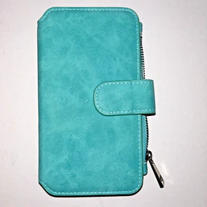 Etui Carte Crédit Portefeuille Femme Turquoise Sans Marque - Photo 1/5