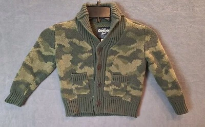 Cárdigan OshKosh B'Gosh Suéter 3T Verde Camuflaje Manga Larga Abotonada Foto 1 de 4