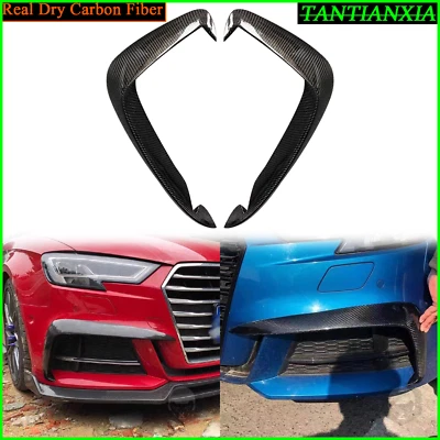 For Audi A3 S3 RS3 2015-2020 Real Dry Carbon Fiber Exterior Bumper Air Vent Trim - Image 1 of 4