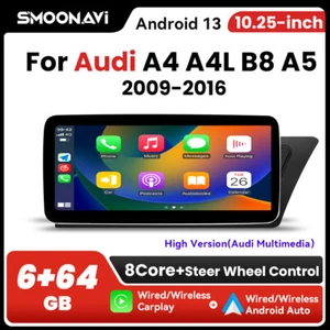 10.25" Android 14 8-Core 64G Carplay Car Stereo For Audi A4 B8 A5 RS5 Q5 2009-16 - Picture 1 of 10