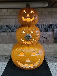 Halloween Vintage Light Up 17" Triple Stacked Blow Mold PUMPKINS TESTED WORKS!! - Picture 1 of 4