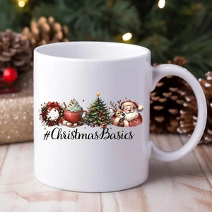 Christmas Mug Farmhouse Santa Tree Basic Holiday Lover Festive Gift Coffee Cup - Picture 1 of 6