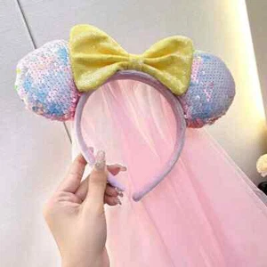 Minnie Mouse ears sequins bow Headband - Picture 1 of 3
