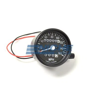 Mini Speedo Black Motorcycle Mechanical 160MPH Speedometer Gauge 2240=60MPH - Image 1 of 2