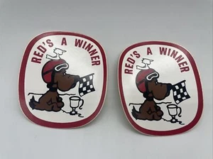 2 Red’s A Winner Decals / Stickers NOS Snowmobile Race Racing Ski Dog 1970s - Picture 1 of 4