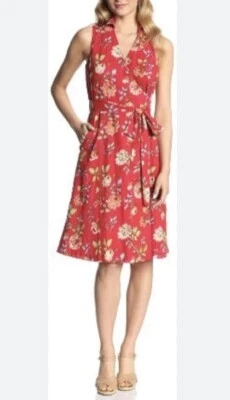 Pendleton Vestido Rojo Envolvente Floral Midi Talla 18 Foto 1 de 4