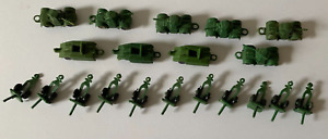Lot of Miniature Green Army Vehicles Artillery Tanks Etc