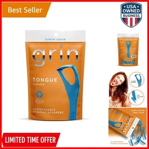 Disposable Tongue Cleaner 32 Count Recycled Plastic Hygienic Breath Freshener - Picture 1 of 10