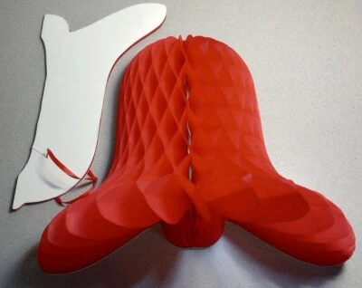 Lote de 2 sinos de favo de mel de tecido vintage vermelho decoração de Natal 12 polegadas - Imagem 1 de 4