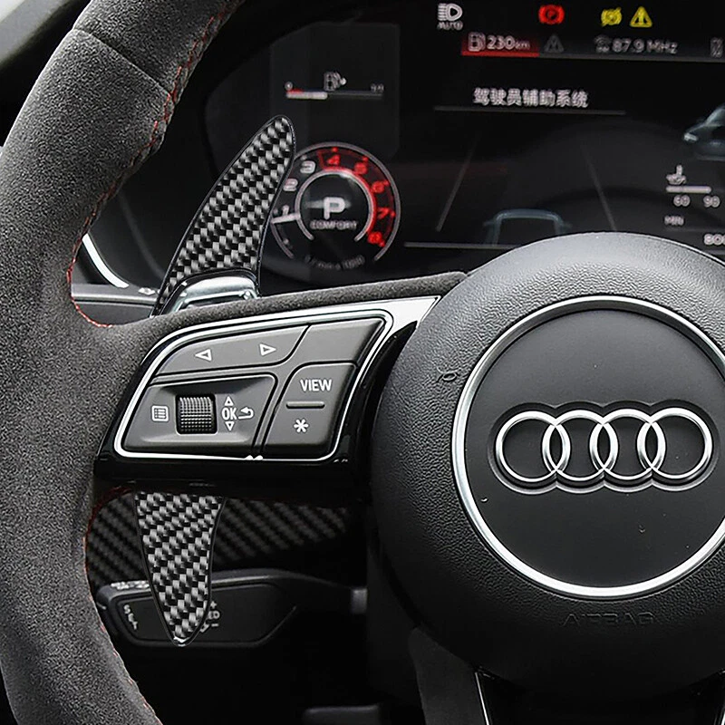 Imitation Carbon Fiber Steering Wheel Paddle Shift Extensions For Audi RS4 RS3 - Image 1 of 4