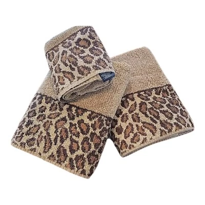 3 Ralph Lauren Home Bath & Hand Towel Leopard Animal Print Safari Discontinued - Image 1 of 4