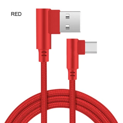 Type C 90 Degree Braided USB C Fast Charging Cable Data Sync For Samsung Huawei - Image 1 of 4
