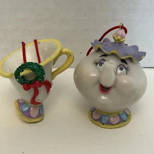 The Disney Store La Bella y la Bestia Chip & Mrs Potts Taza de té Ornamento en miniatura - Imagen 1 de 5