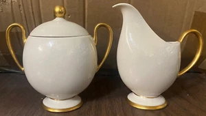 Franciscan China Porcelain #301 GOLD BAND Merced Rim CREAMER & SUGAR BOWL W/LID - Picture 1 of 1