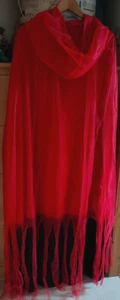 Long Red Hooded Cape Fancy Dress Cloak Halloween Devil Costume New - Picture 1 of 4