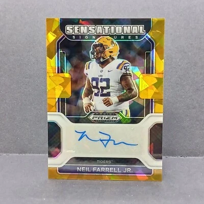 2022 Prizm Draft Picks Neil Farrell JR. Sensational Signatures Gold Ice  LSU - Image 1 of 2