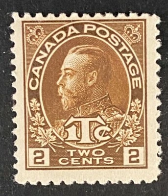 Canadian Stamp, Scott MR4 2c + 1c War Tax 1916 Admiral Scott F/VF M/H. - Image 1 of 4