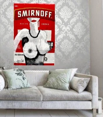 Arte Pop ÚNICO SMIRNOFF DESNUDO Reciclado 12 X 17.5 PINTURA SWARTZMILLER ADN Firmado Foto 1 de 4