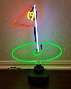 Vintage Working GOLF 19th HOLE NEON LAMP Red Yellow White Green Excellent! - Picture 1 of 5