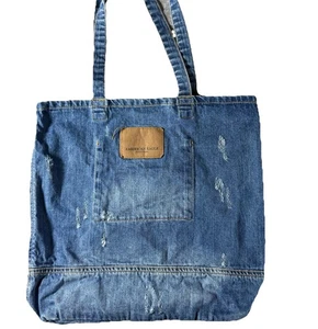 American Eagle Outfitters AEO Tote Bag Blue Jean Denim Shopping Distressed - Bild 1 von 10