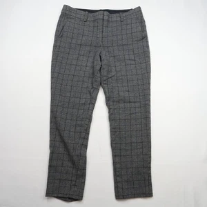 Theory Women's Plaid Gray Stretch Virgin Wool Pants In Wales Flannel Size 29x24 - Picture 1 of 12